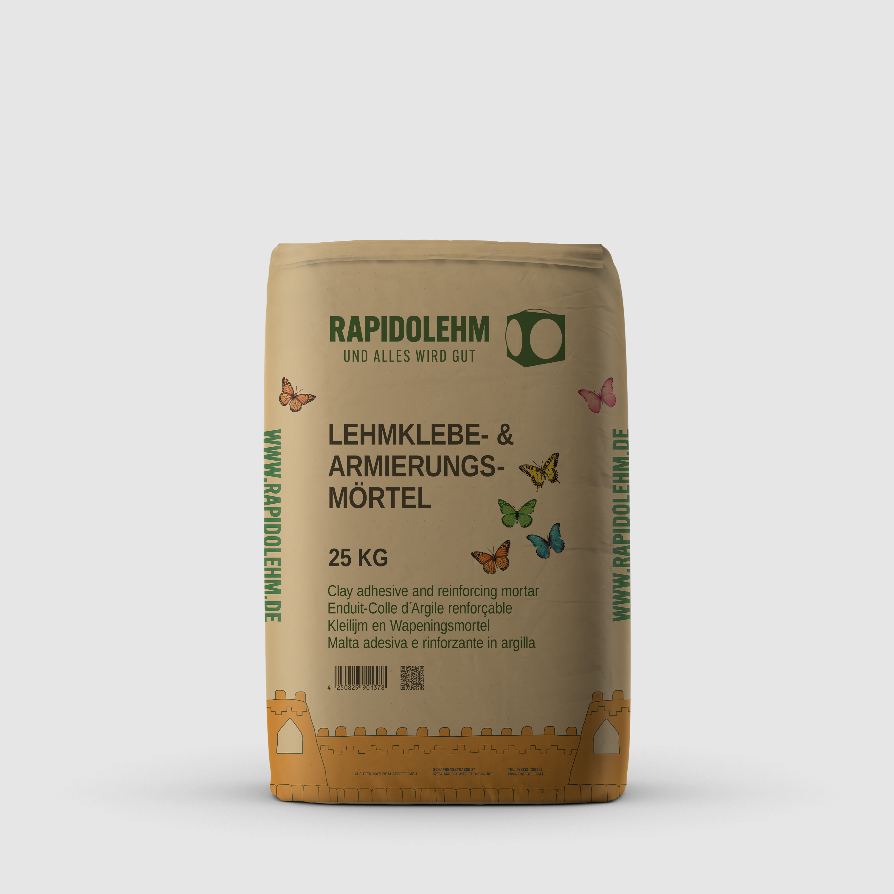 Lehm Klebe- und Armierungsmörtel Rapido 25 kg Sack