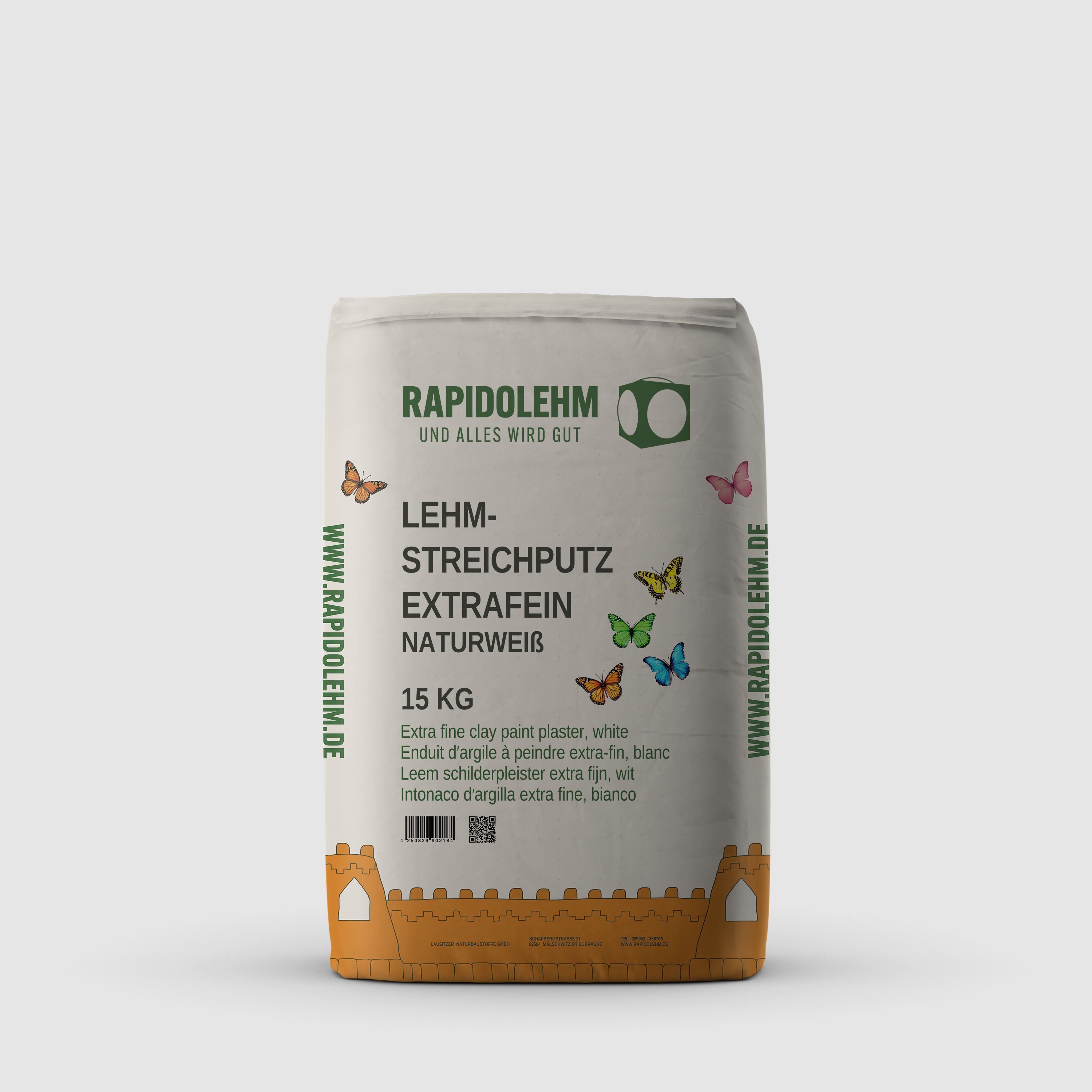 Lehmstreichputz extrafein Naturweiß Rapido 15 kg Sack