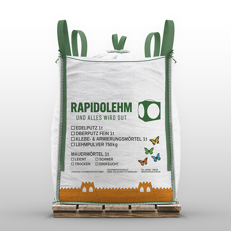 Lehmoberputz fein Rapido trocken, nach DIN 18947, 1t Bigbag auf Palette, versandkostenfrei